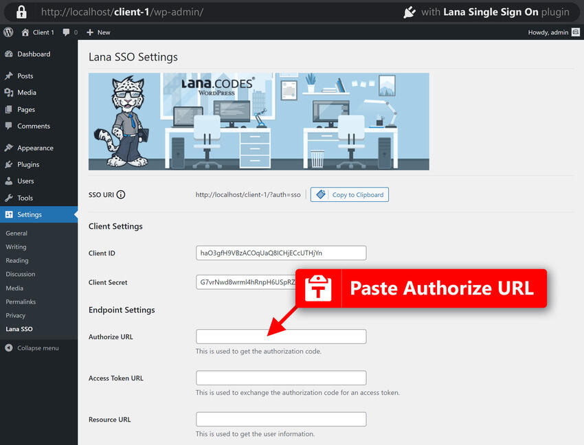 paste auth url