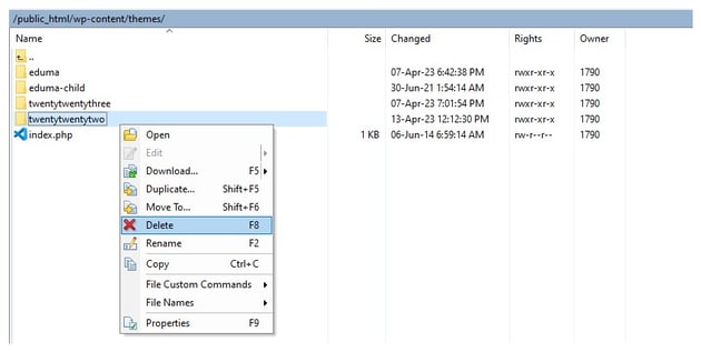 Delete Theme Using an FTP Client