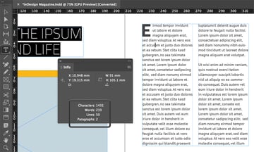 indesign word count info panel