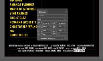movie credit text frame