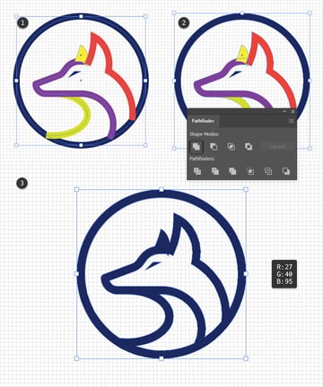 expand strokes and unite using the Pathfinder panel