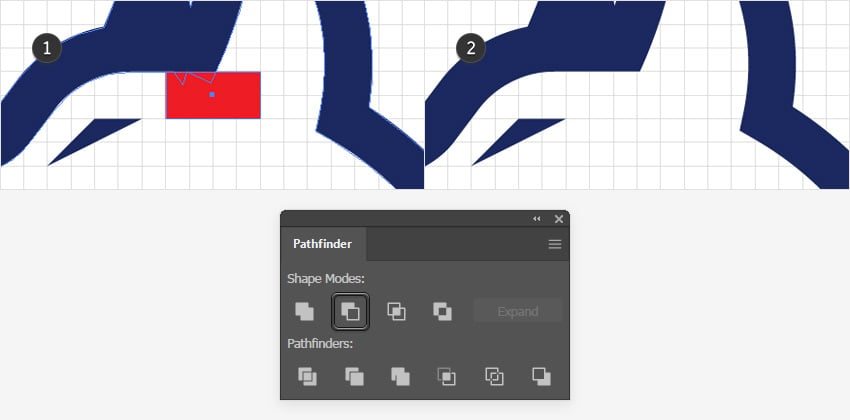 subtract from a shape using the Pathfinder panel