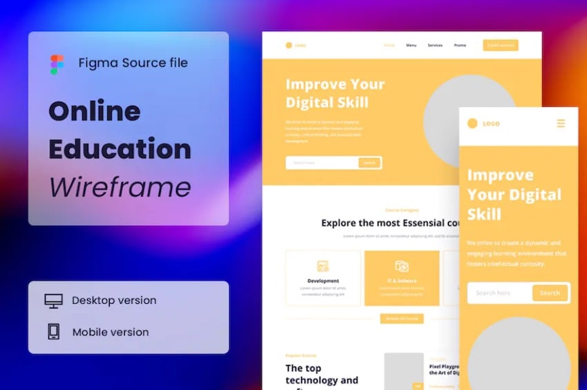 Online Education Wireframe Website