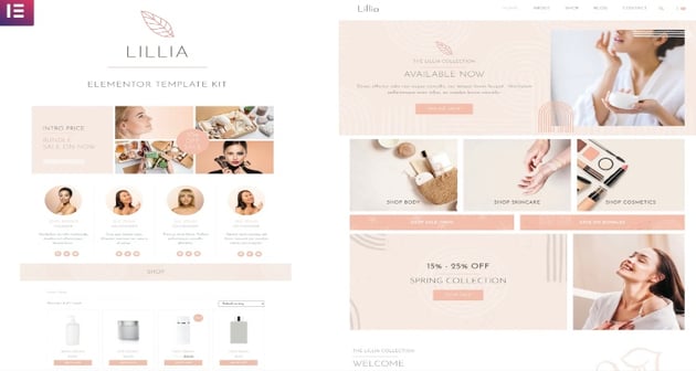 Lillia - Beauty & Skincare Elementor Template Kit