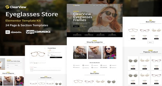 ClearView - Eyeglasses & Eyewear Store WooCommerce Elementor Template Kit