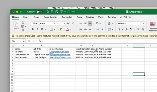 Excel document