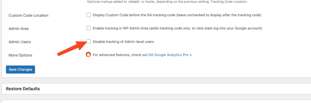 Disable tracking of Admin-Level users