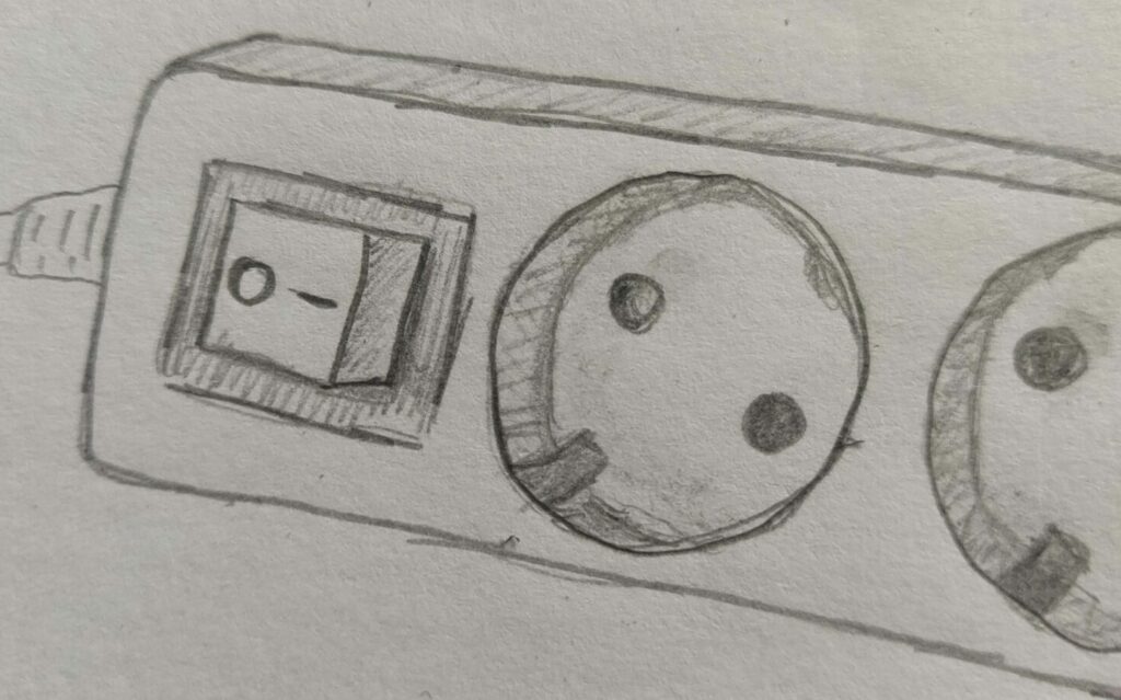 Electrical junction box, pencil drawing.