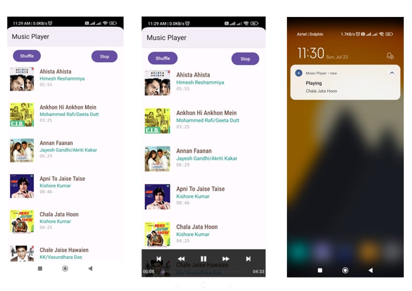 Android Music Player Final Result Preview