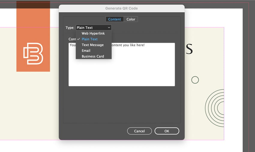 indesign qr code type
