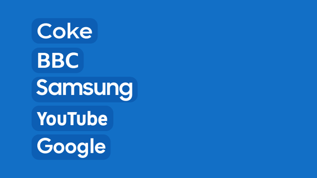 Bespoke fonts by Coke, BBC, Samsung, YouTube, and Google.
