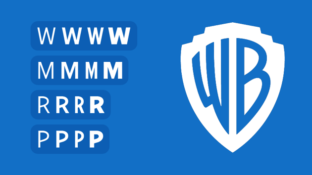 Comparing the Warner Bros. Sans W, M, B, and P to the company's logo.