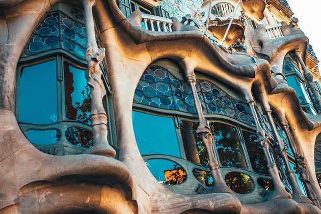 Cityscape design architecture Antoni Gaudi Barcelona, Spain