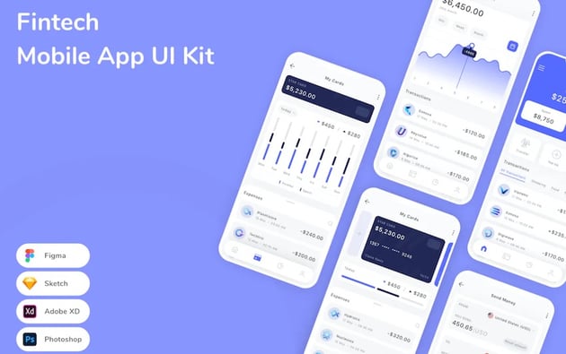 Fintech UI Design Kit for Mobile Apps