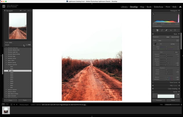 Preset 'Amount' Slider in Adobe Lightroom