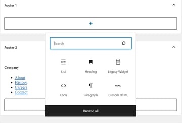 Blocks to add to the widgets