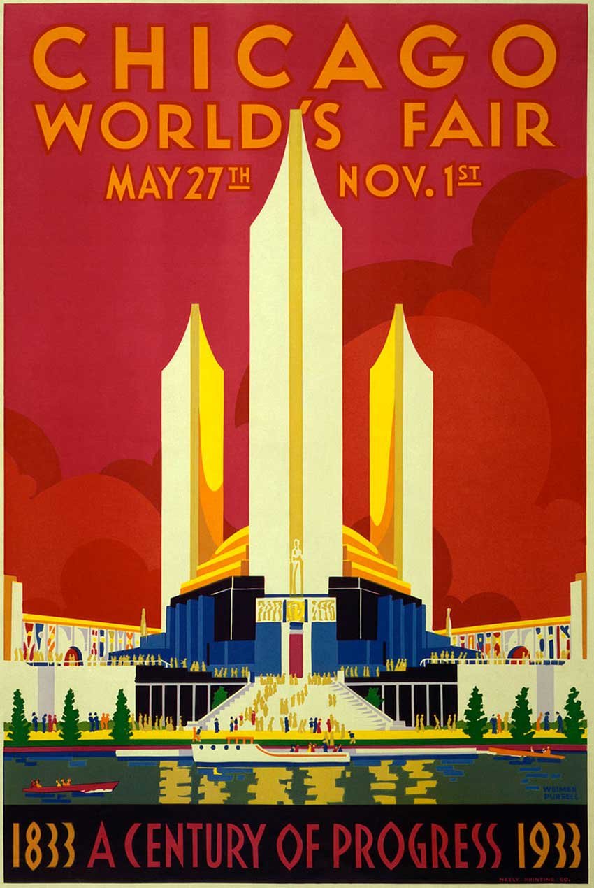 Century of Progress World's Fair Poster by Weimer Pursell, 1933