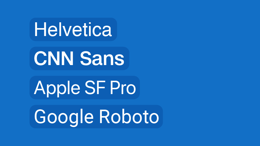 CNN, Apple, and Google fonts that look like Helvetica.