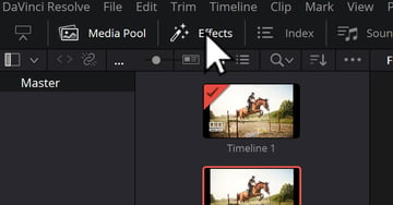 User Clicking On Effects for Tutorial on how to Crop Video  in DaVinci Resolve