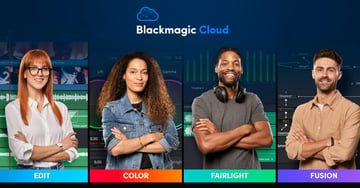 Image of Key Elements of Davinci to help users Navigate the answer to: What Is DaVinci Resolve? Edit, Color, Fairlight, and Fusion are the key elements of BlackMagic Cloud.
