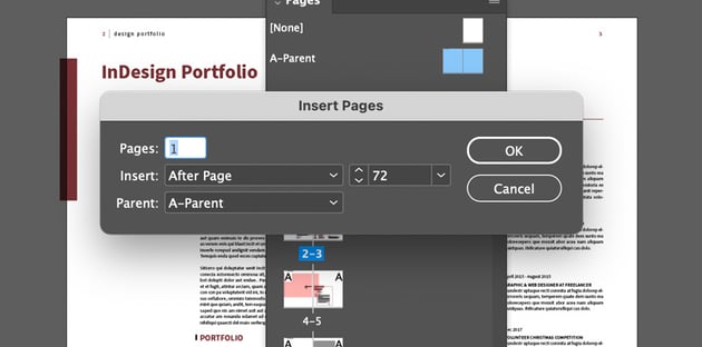 indesign insert pages