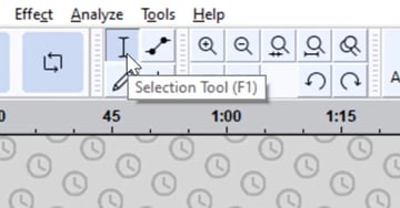 User choosing select tool button for guide on how to edit in Audacity.