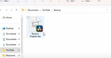 User showing DRP project file to help users discover where are DaVinci resolve projects saved.
