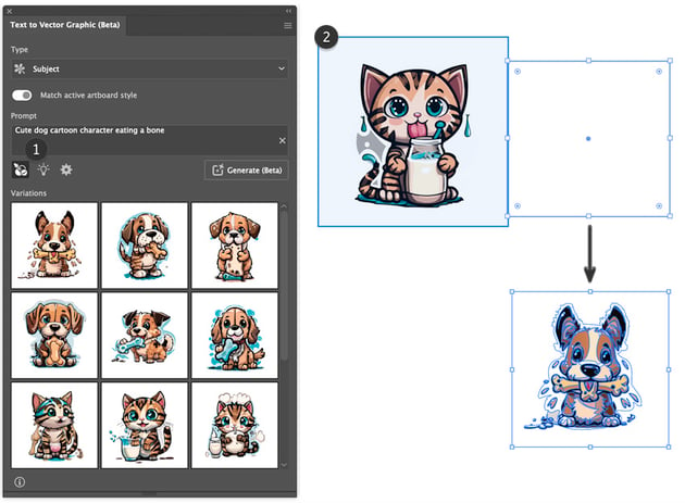 how to replicate a character style and color using the colorpicker to generate new AI variations
