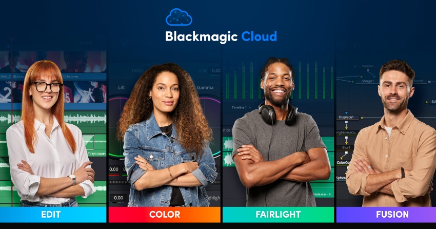 Image of Key Elements of Davinci to help users Navigate the answer to: What Is DaVinci Resolve? Edit, Color, Fairlight, and Fusion are the key elements of BlackMagic Cloud.