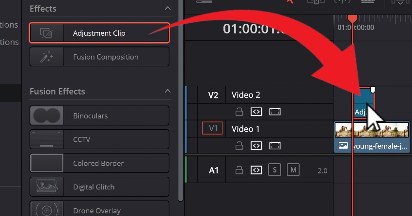 User Draggin Adjustment Clip for DaVinci Resolve Tutorial on how to Crop Video