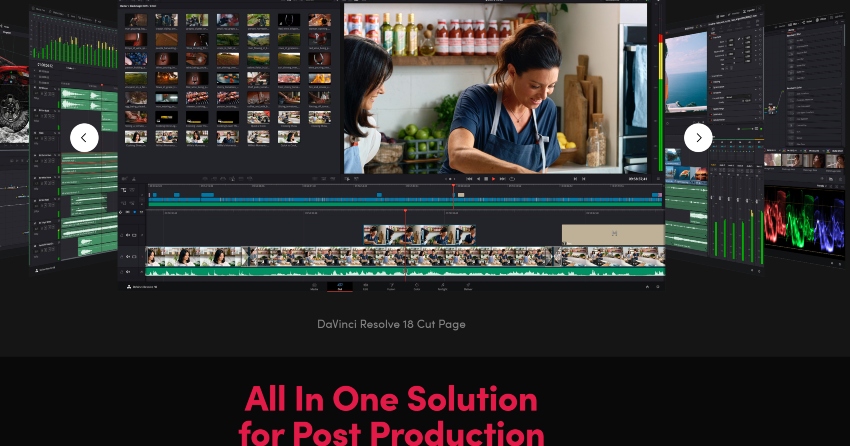 DaVinci Resolve Overview Screenshot for DaVinci Resolve Editing Software. An All-In-One Solution for Post Production.