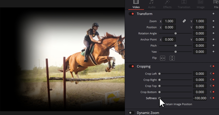 User Increasing Softness for how to Crop Video in DaVinci Resolve.