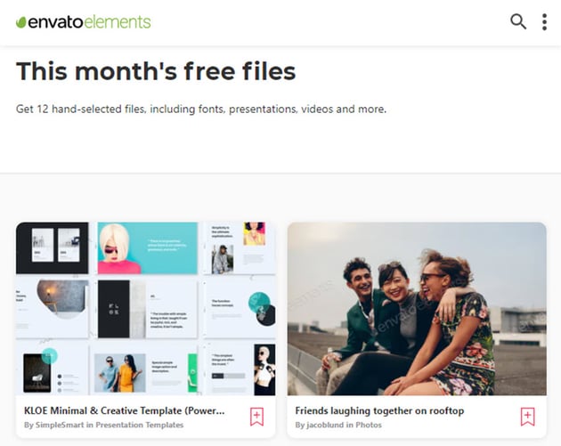 Envato Elements offers monthly free files
