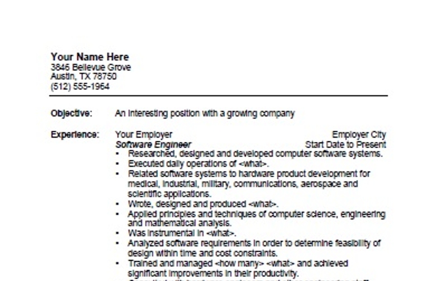 Bullet Point - Free Software Engineer Resume Templates