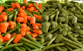 Green beans and orange carrots on the left vs green beans and green carrots with the orange removed