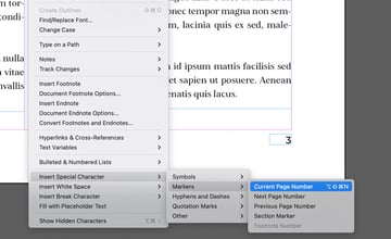 indesign page numbers