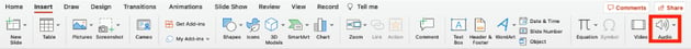 The Audio button in PowerPoint