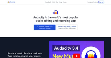 Audacity Website Thumbnail for audacity download tutorial.