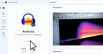 Screenshot of Audacity in the Microsoft Store on guide for audacity software download.