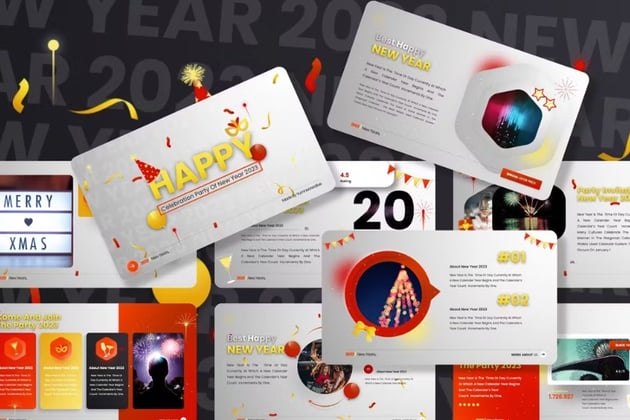 Happy New Years PowerPoint Template, a premium file from Envato Elements