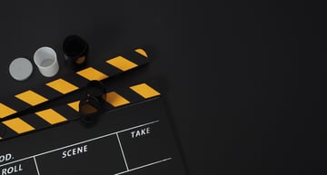 clapper board and film containers