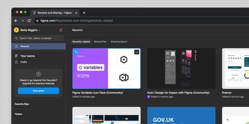 recents page in figma