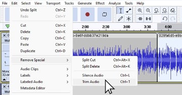 User selecting trim audio for article on Audacity how to cut audio.