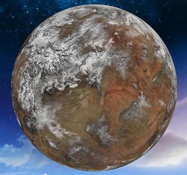 add a spherrize filter and layer mask to the planet texture 