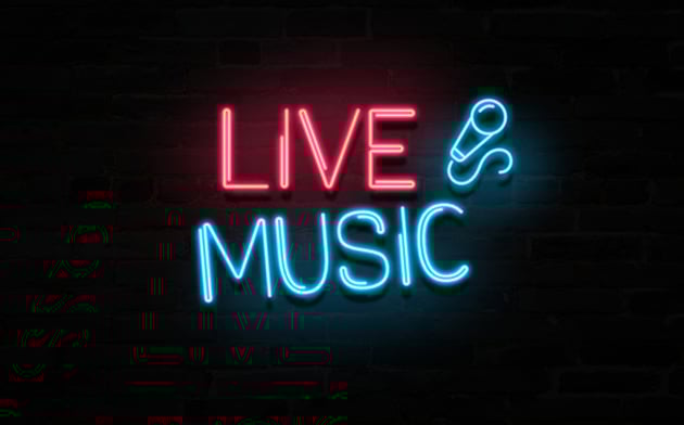 Red and blue neon text effect with icon