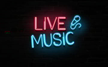Red and blue neon text effect with icon