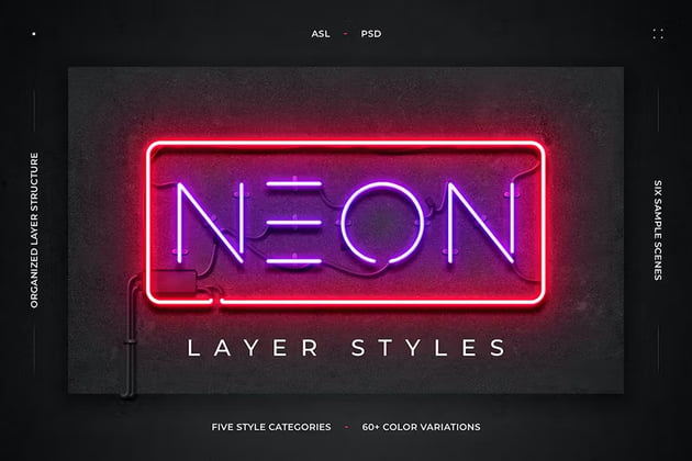 Neon Layer Styles available on Envato Elements 