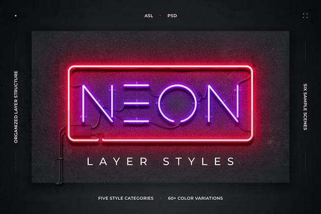 Neon Layer Styles available on Envato Elements