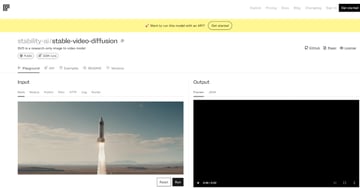 Thumbnail of Replicate page for guide on Stable Diffusion AI video to video free.