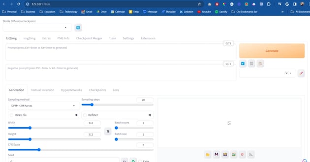 User accessing Stable Diffusion in web browser for Stable Diffusion video to video guide.